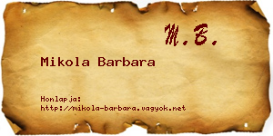Mikola Barbara névjegykártya